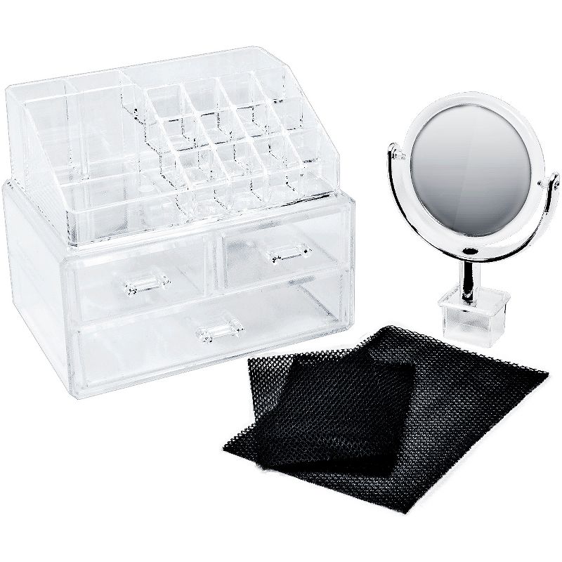 Sorbus Makeup Storage Organizer with Magnifying Mirror - Clear