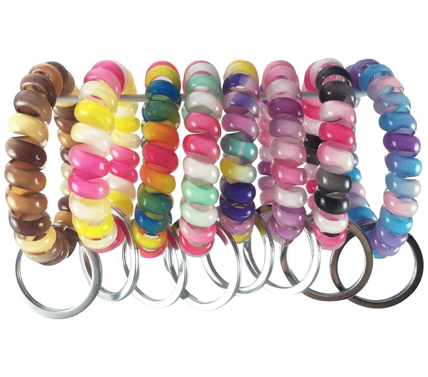 YAKA 20PCS Mix-colour Plastic Stretchable Spring Coil Key Chain-Spiral Coil Wrist Keychain for Office, Workshop, Shopping Mall, Sauna and Outdoor Activities Place (2)