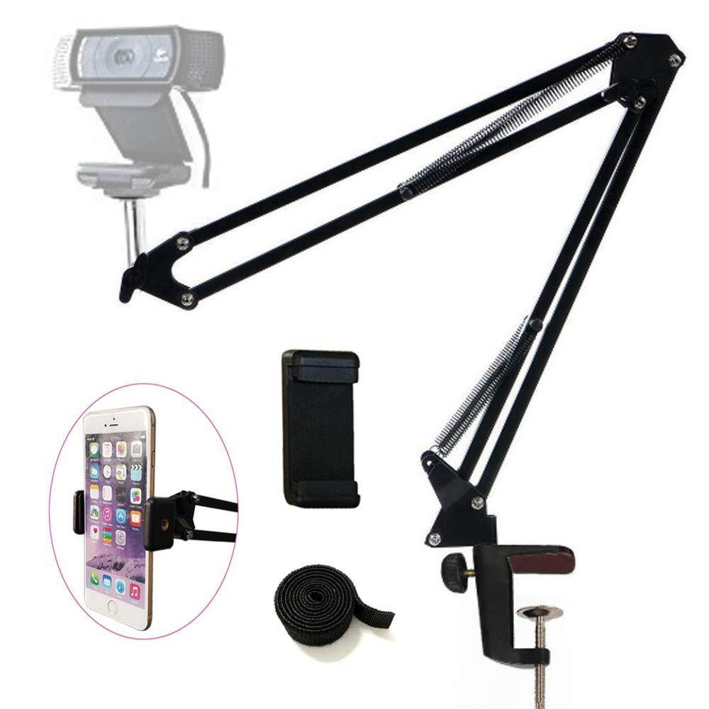 Etubby Webcam Mount Phone Holder Suspension Scissor Arm Webcam Stand Camera Phone Tripod Holder for Cellphones, Logitech Webcam C920 C930 C922 C615 and Other Devices with 1/4" Threaded