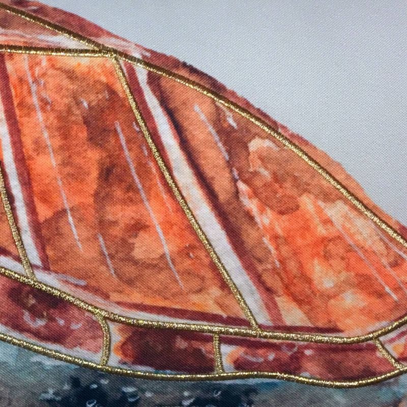 21" x 14" Embroidered Sequined Turtle Patio Throw Pillow - Edie@Home