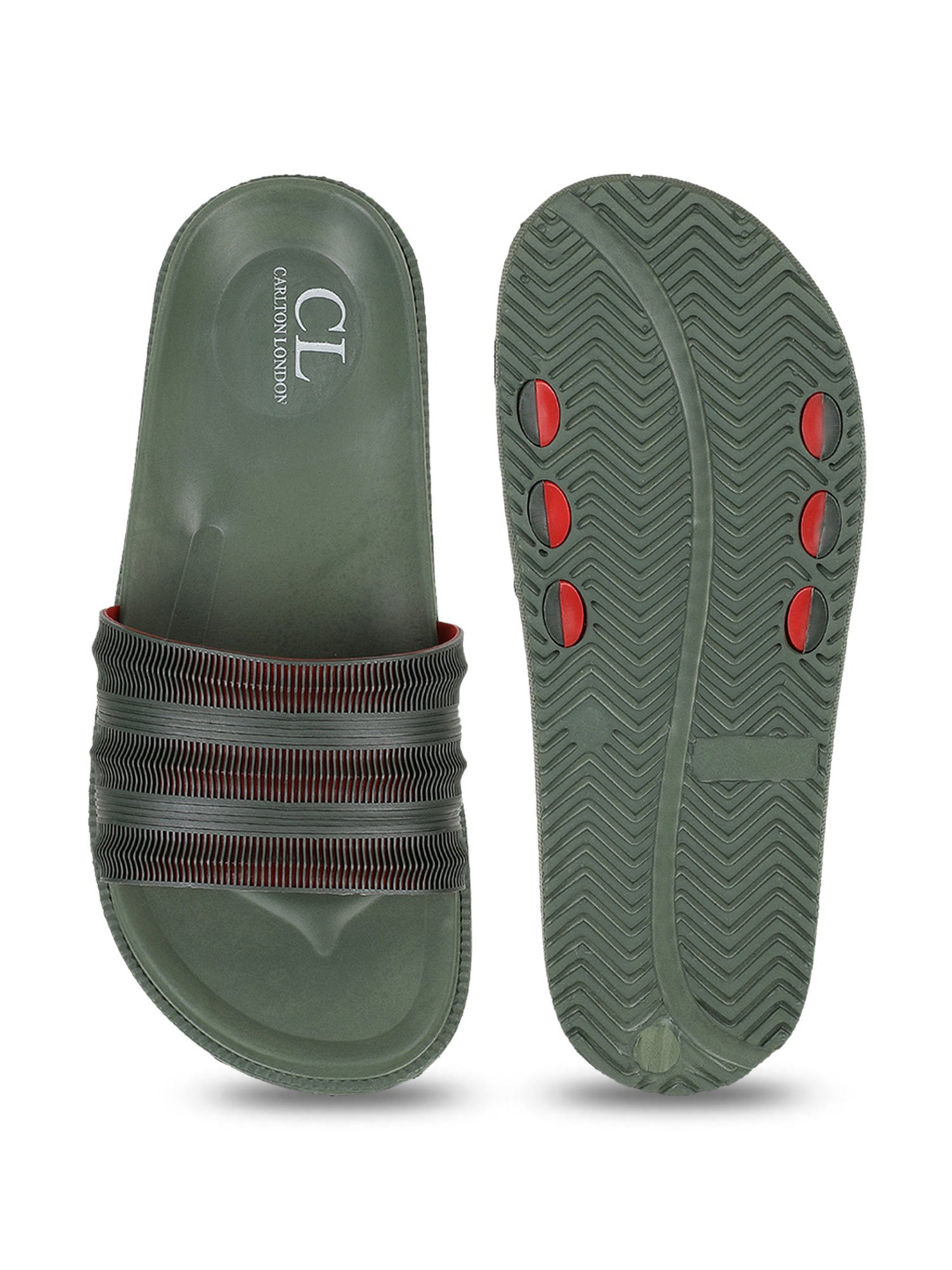Carlton London Men's Olive Green Slides