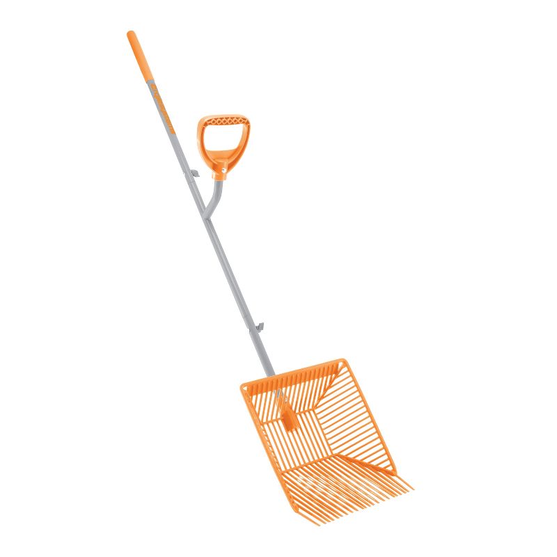 Ergie Systems ERG-MCKS22 Steel Shaft Muck Scoop with Auto Sifting Fork Basket | 22 Plastic Tines | 54-Inch Steel Shaft