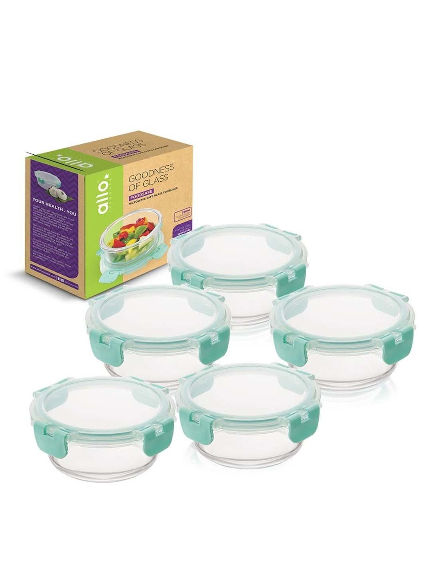 Allo Borosilicate Glass Containers with Lids Microwave Safe Container for Glass Storage Containers