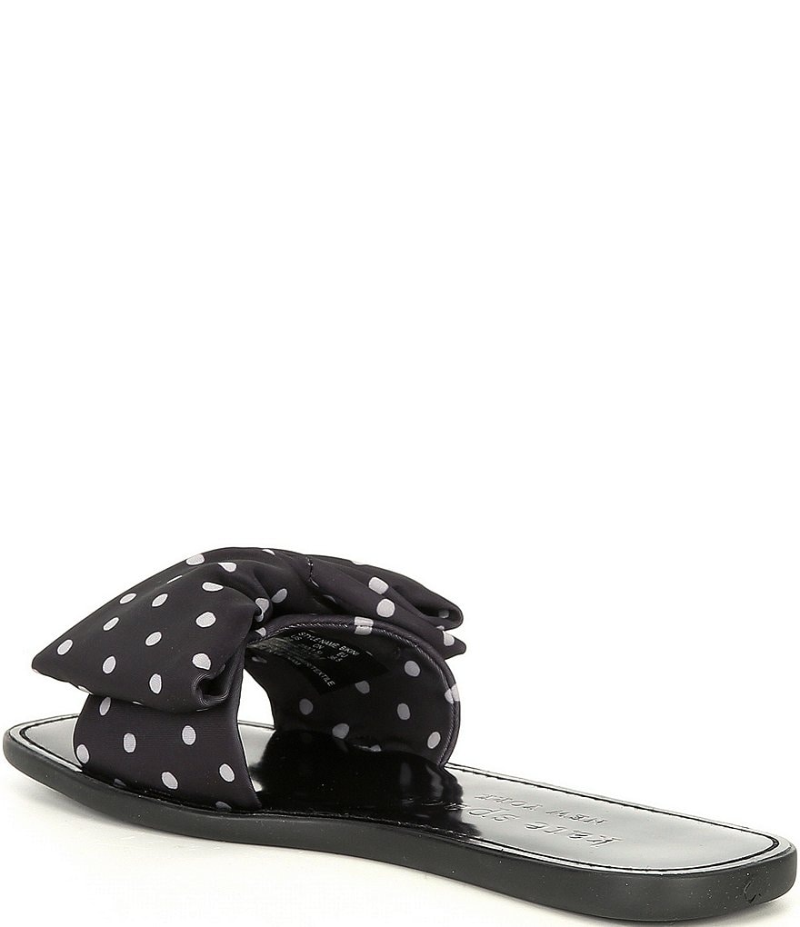 kate spade new york Bikini Polk Dot Printed Fabric Bow Slides