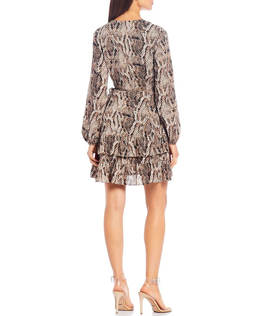 1. STATE Snake Print Wrap Front Mini Dress