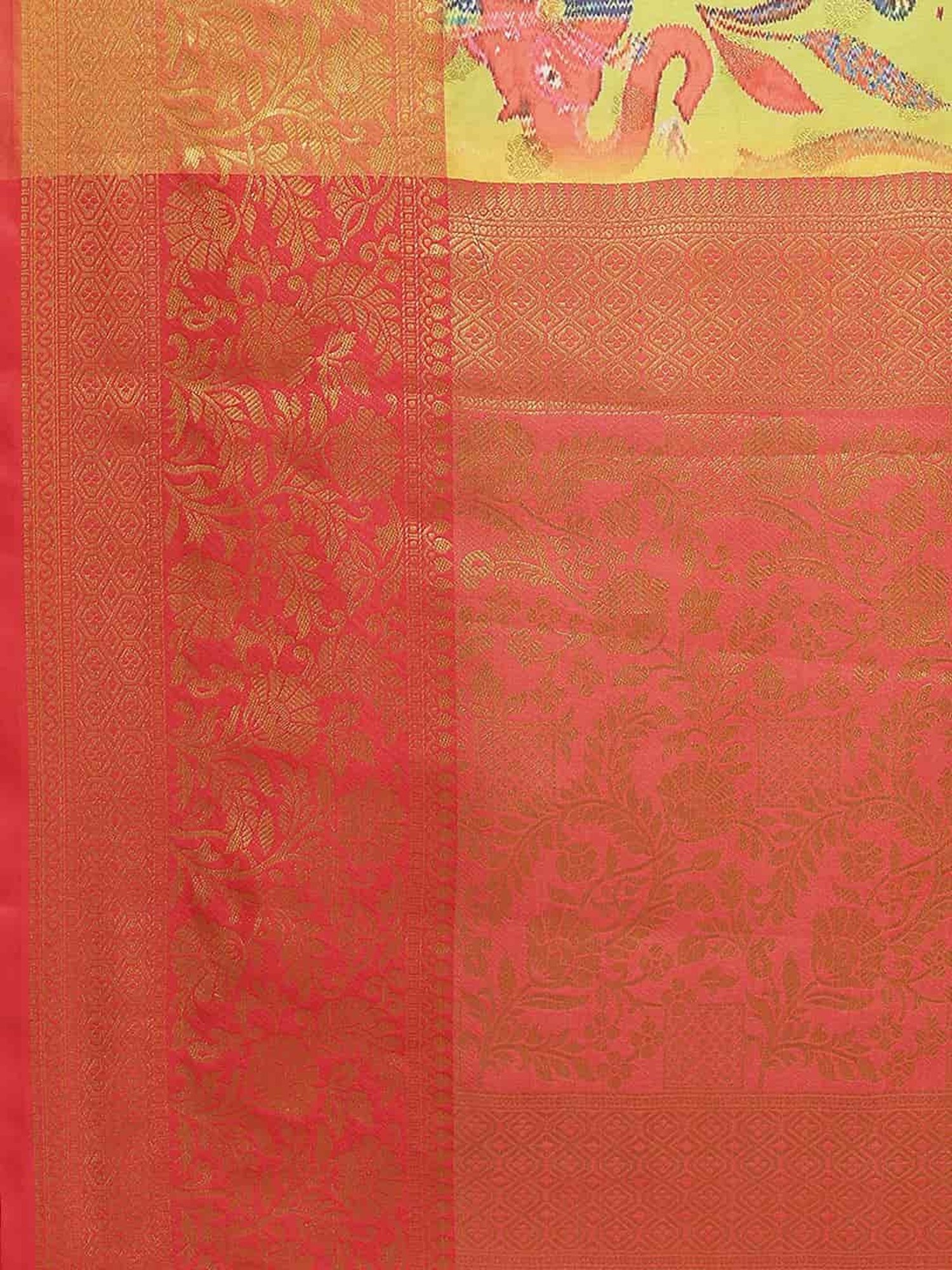 Silk Land Green Silk Floral Print Saree With Unstitched Blouse