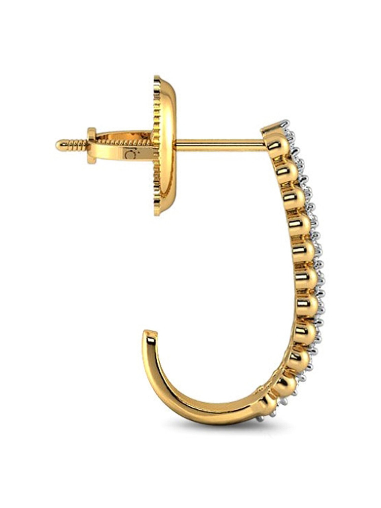 Candere by Kalyan Jewellers Peacock Collection 18k Yellow Gold Diamond Hoop Earrings for Women