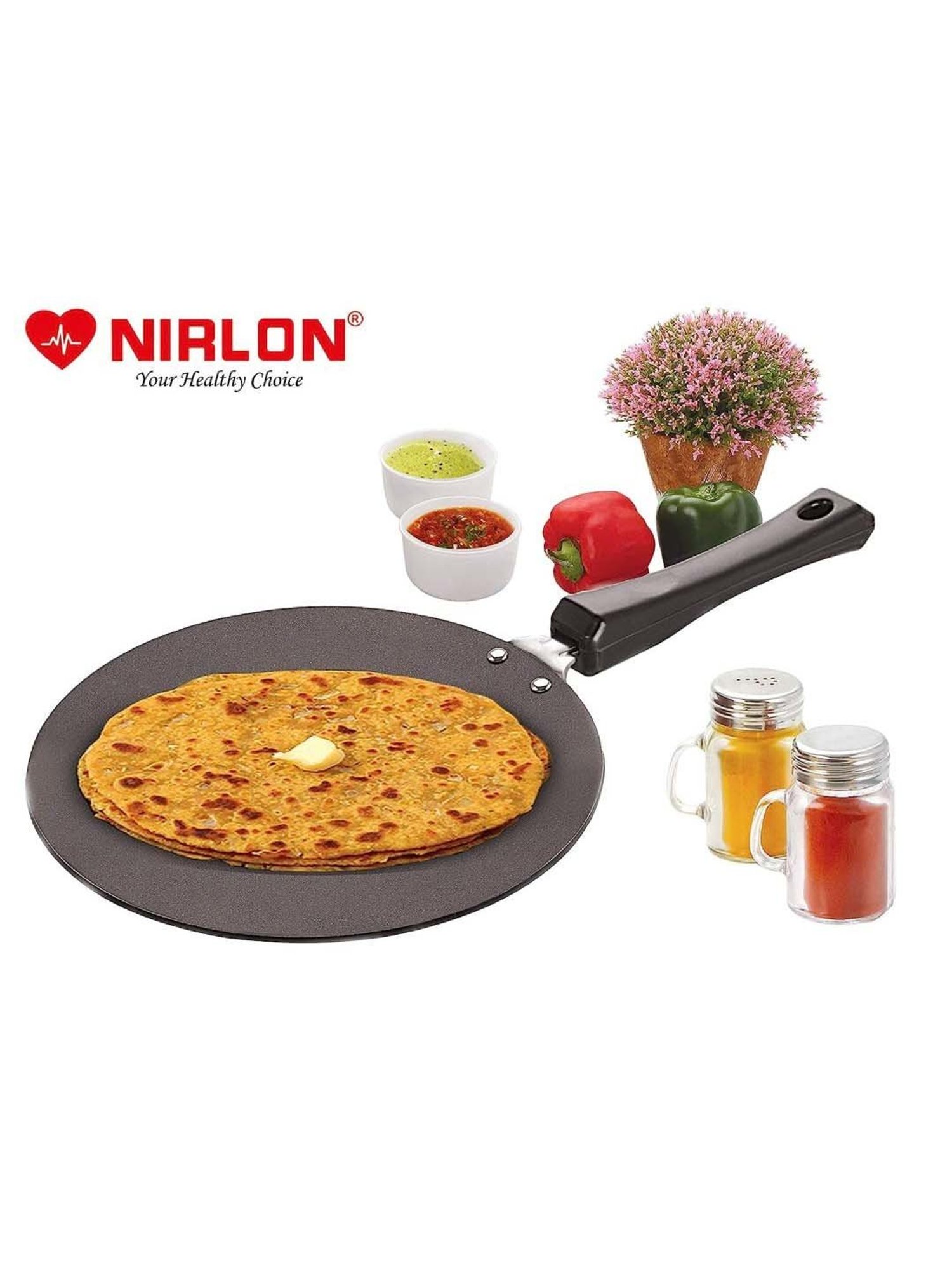 Nirlon Black Aluminium 28 cm Induction 3-Layer Non-Stick Concave Roti Tawa (0.5 L)