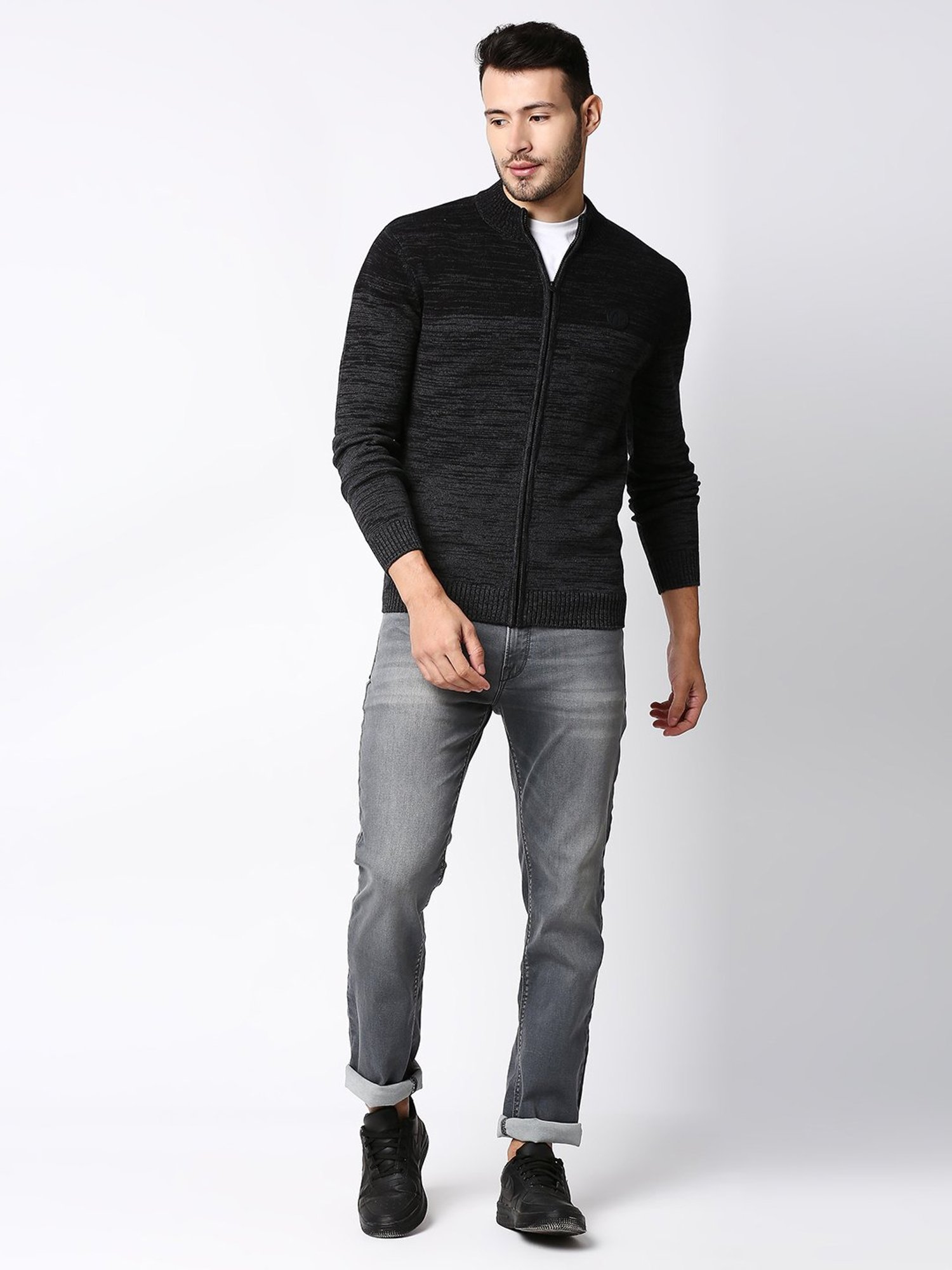 Pepe Jeans Black Self Design Sweater