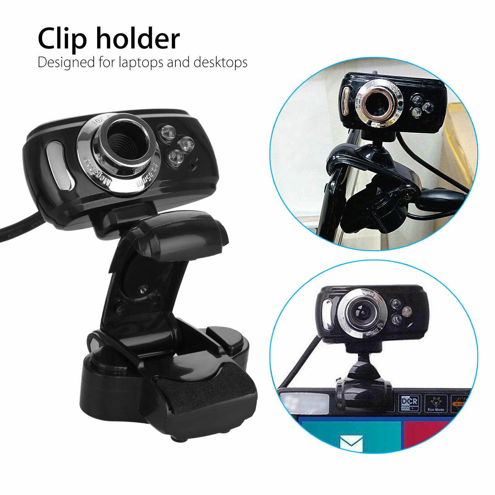 3 LED HD Webcam Video Camera USB with MIC Clip-on for Computer PC Laptop Desktop