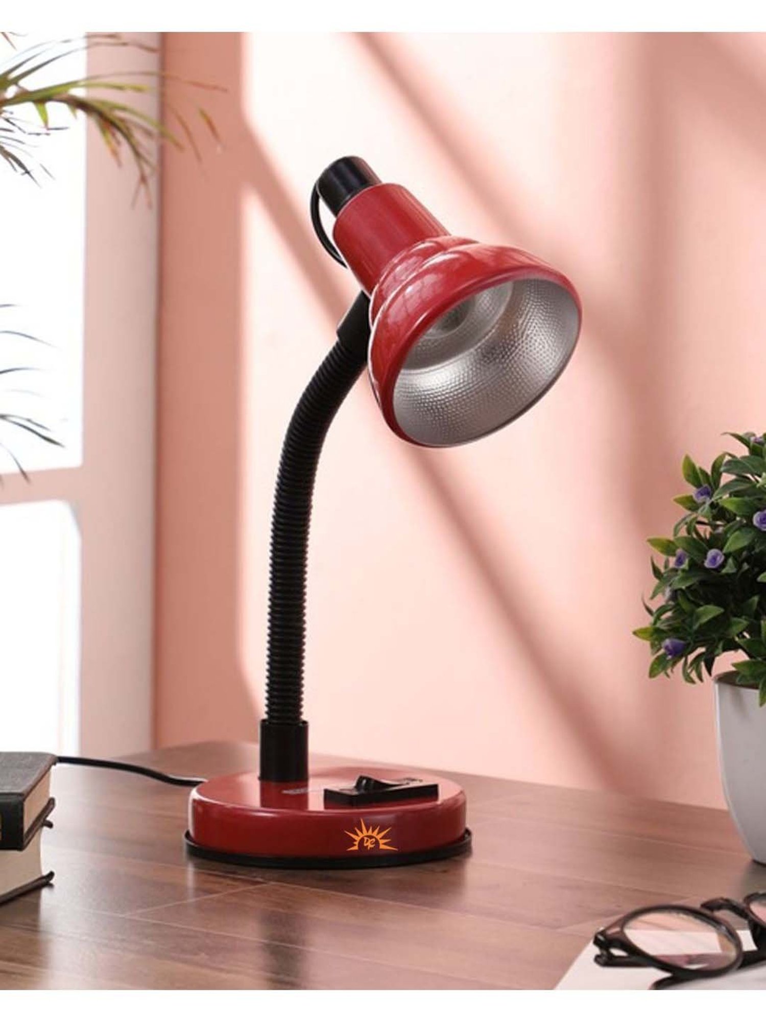 DecorativeRay Red PVC Study Table Lamp - Set of 1