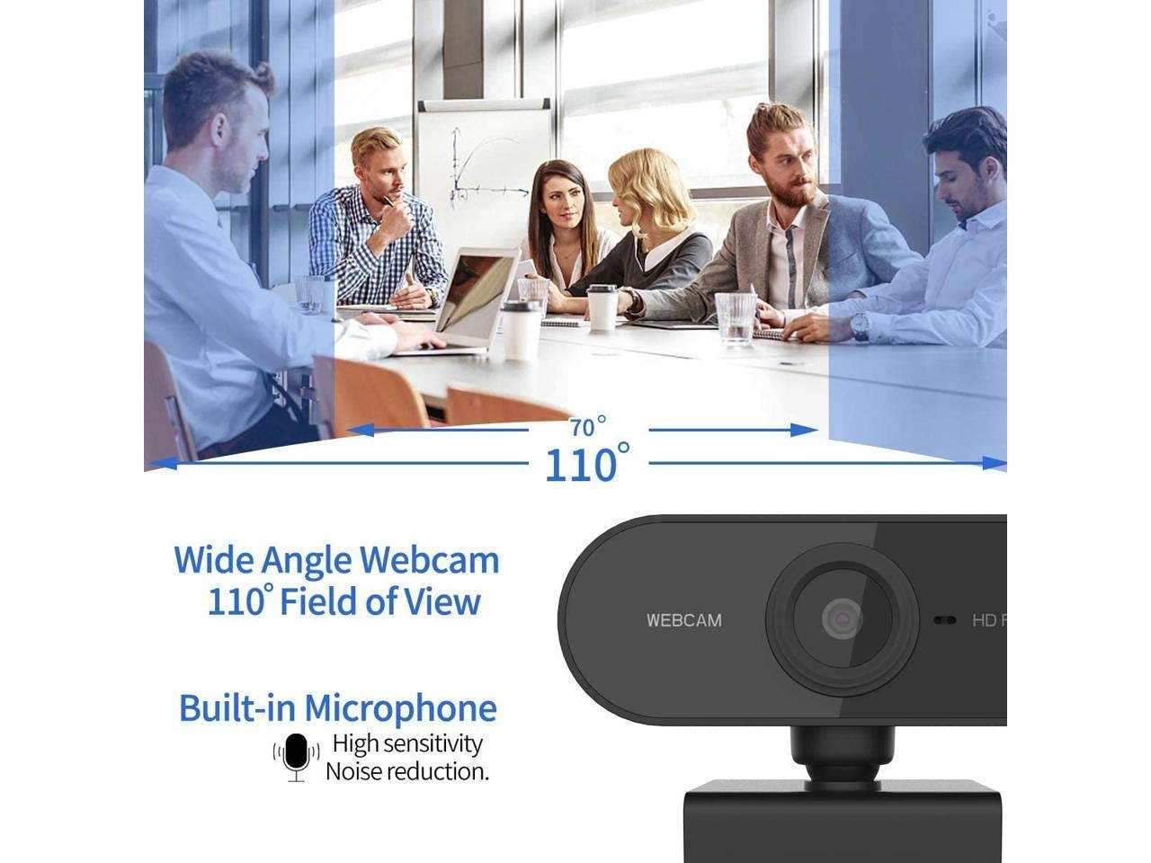 Webcam with Microphone for Desktop, Laptop 1080P HD Live Streaming, Auto Focus, USB Plug and Play, Computer Camera for Laptop/PC/Mac, Online Studying,Video Calling and Conferencing