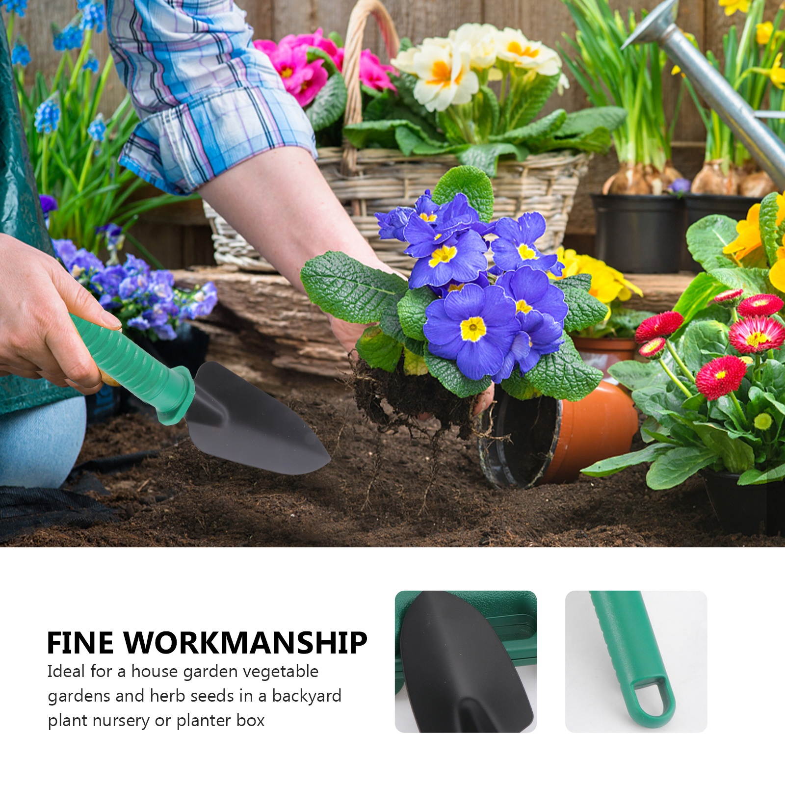 10 Pcs Garden Tools Set Case Garden Tool Kit with Anti-rust Shovel Scissor Harrow Water Sprayer and Case