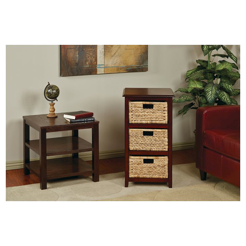 Seabrook ThreeTier Storage Unit With Espresso and Natural Baskets - OSP Home Furnishings