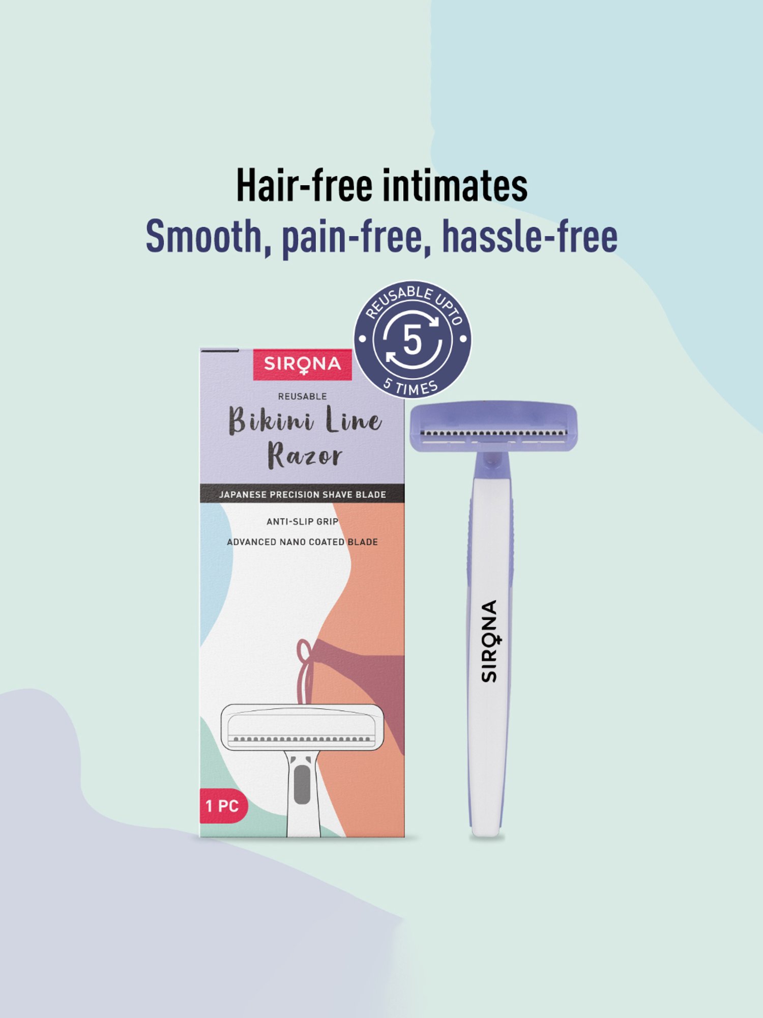 Sirona Reusable Bikini Line Razor with Japanese Precision Shave Blade