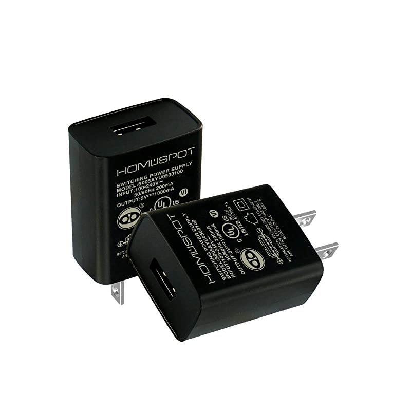 UL Listed Universal US 5V1A USB Wall Charger Plug inDoor Power AC Adapter for Travel Office Home Use 2 Pack