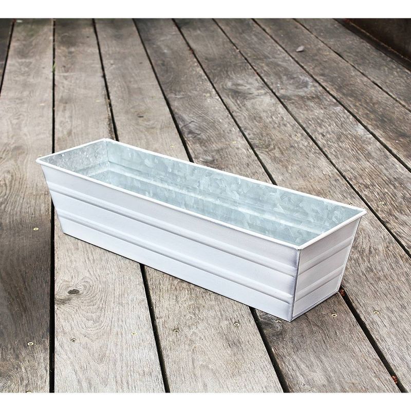 22" Galvanized Metal Rectangular Planter Box Cape Cod White - ACHLA Designs