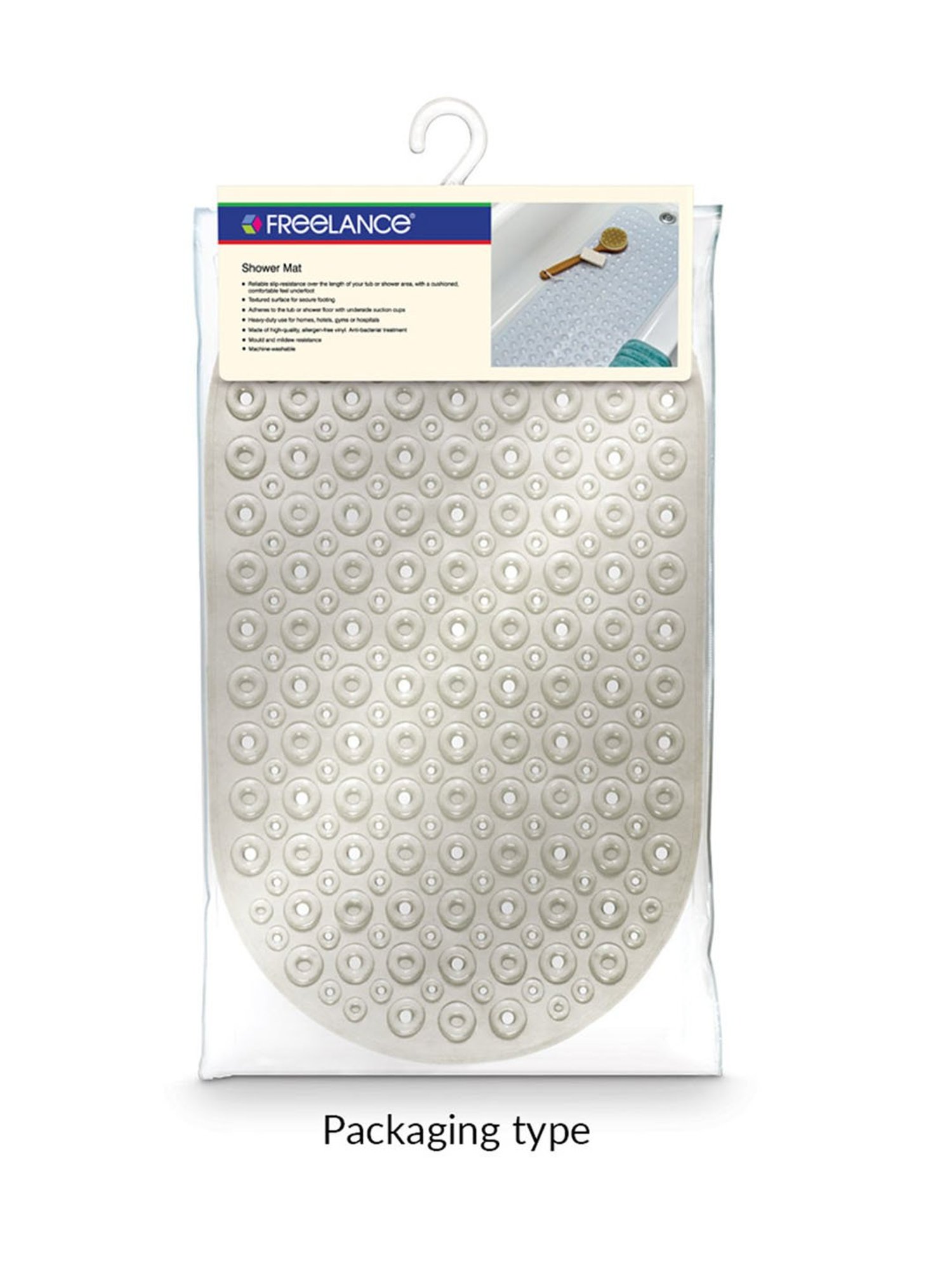 Freelance Off White PVC Set of 1 Shower Mats