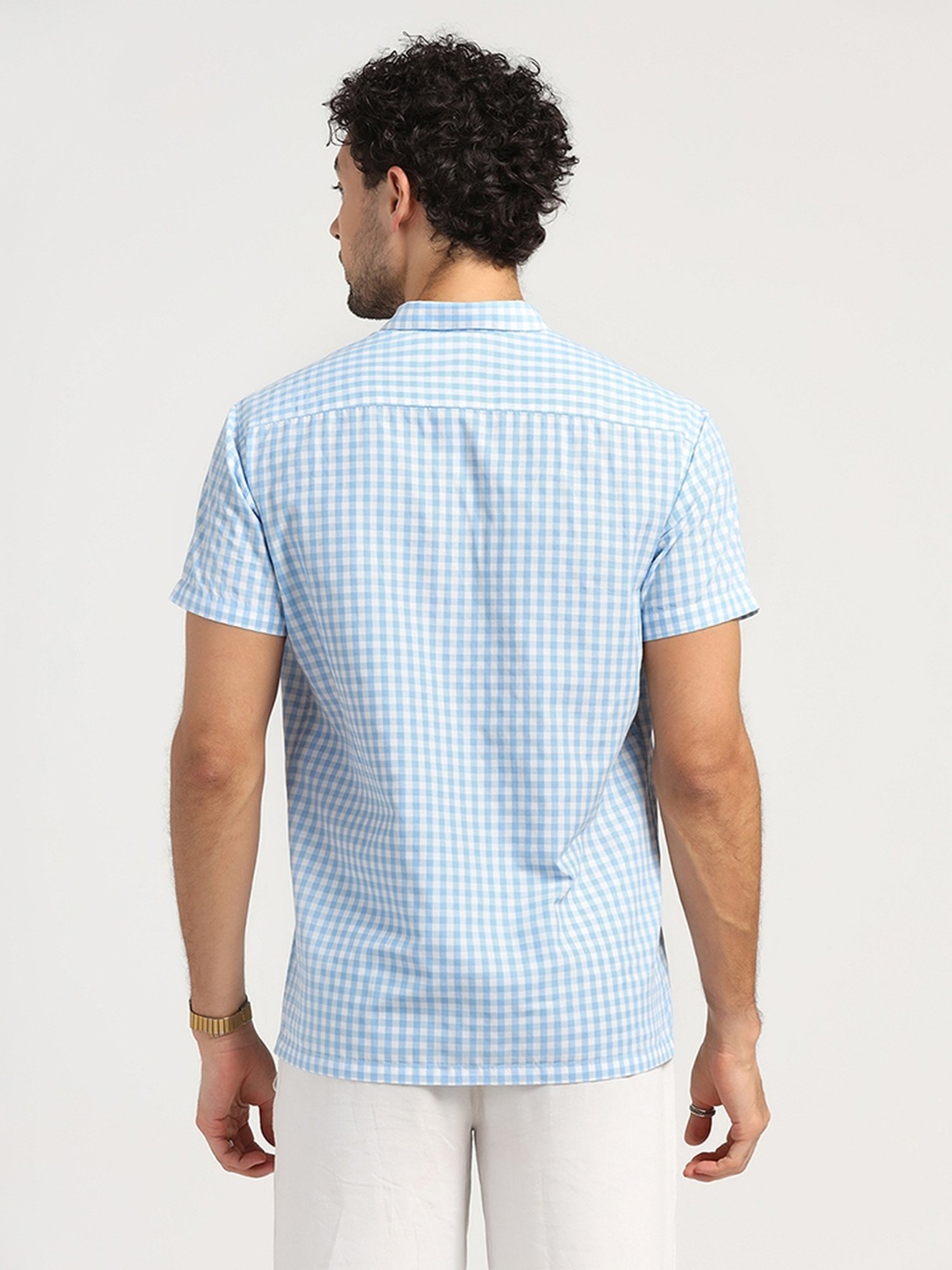 Lela Blue Regular Fit Embroidered Shirt
