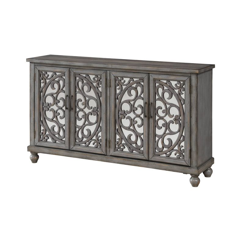 Sterling Ridge 4 Door Media Credenza TV Stand for TVs up to 62" Gray - Treasure Trove Accents