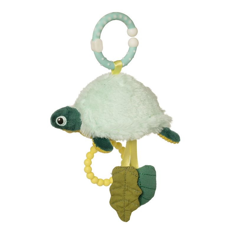 Manhattan Toy Theo Turtle Clip On Baby Toy with Rattle, Crinkle Paper and Soft Teether Ring