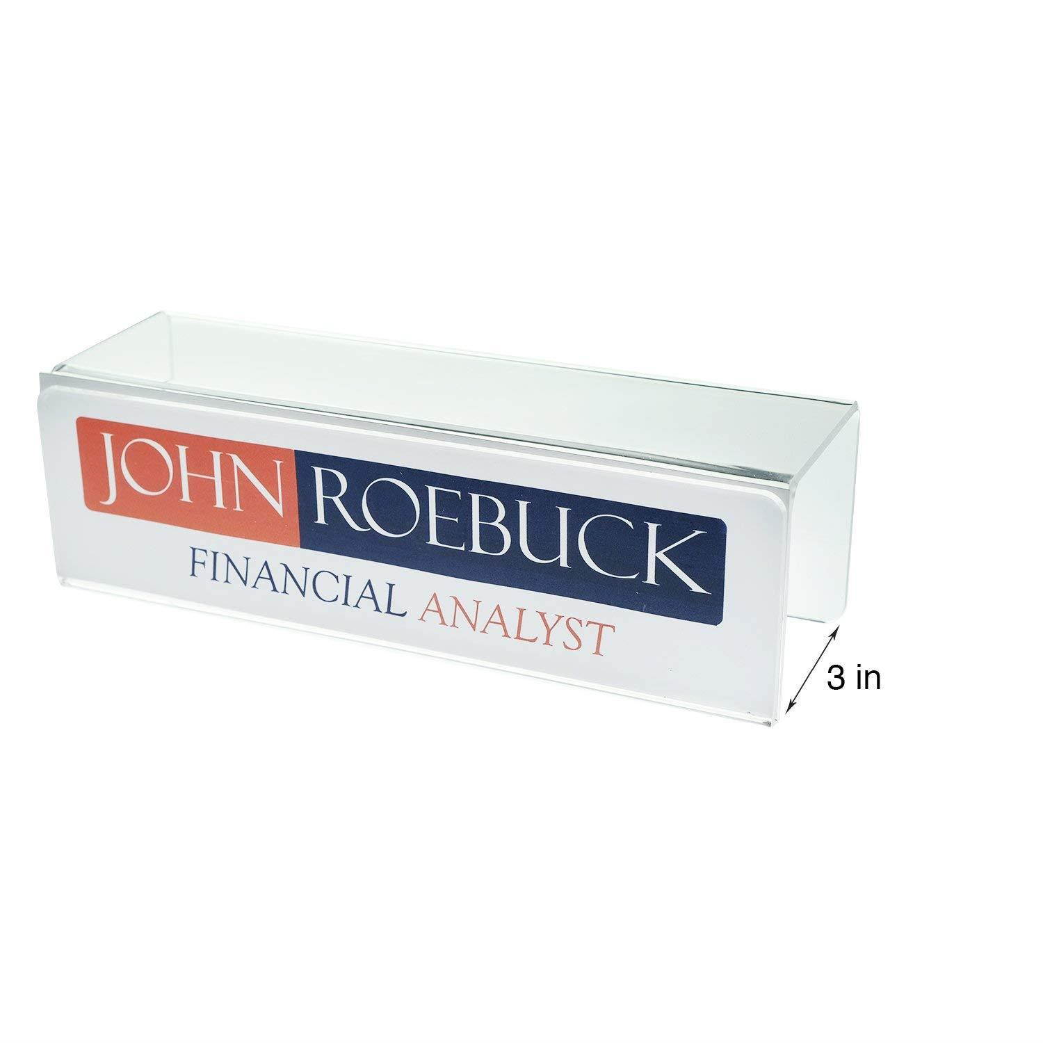 Source One Deluxe Clear Acrylic Cubicle Sign Holder & Name Plates 3 Sizes Available (3 Inch Hook, Name Plate)