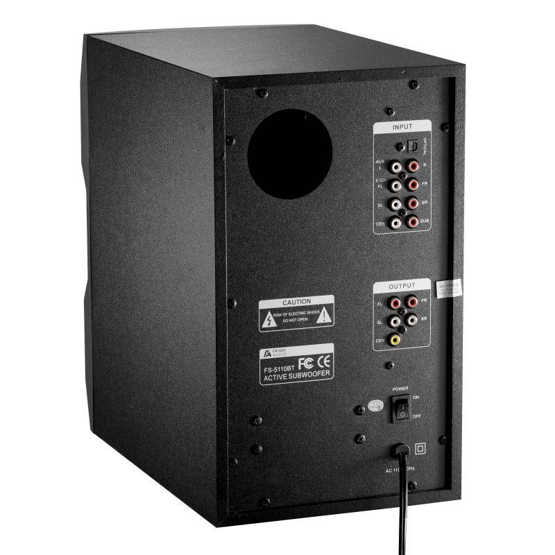 Frisby Audio 125 Watt Home Theater 5.1 Surround Sound Speaker System with Subwoofer, Bluetooth Wireless Streaming from Devices & Media Reader, RGB LED Pulse Lighting, Digital Optical Input &ndash; Black