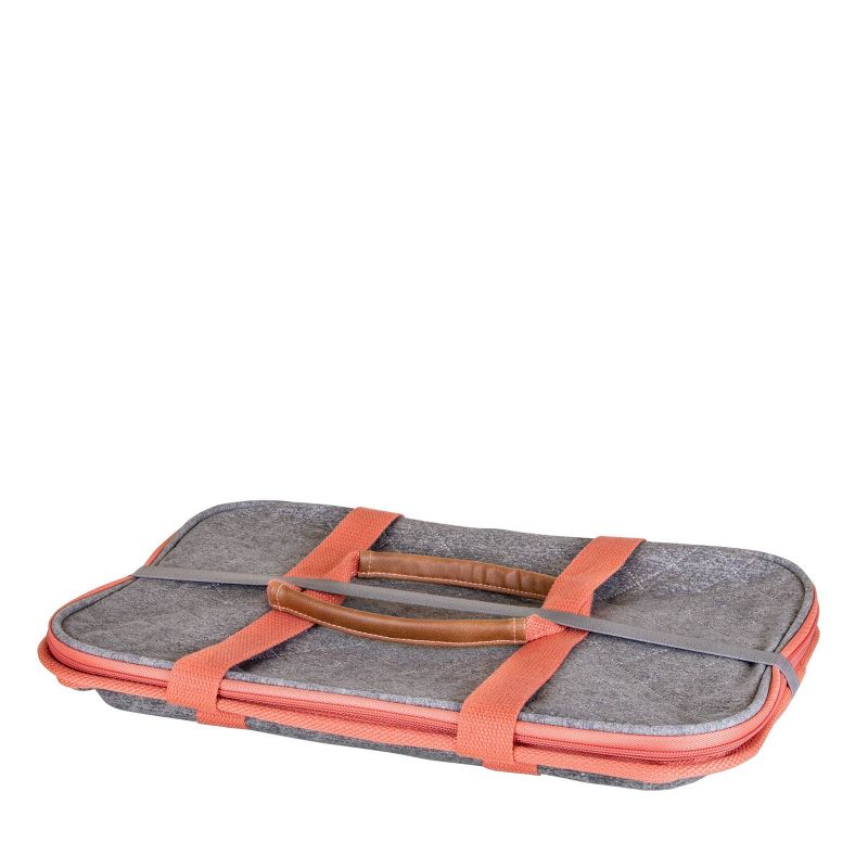 CleverMade Premium LUXE Insulated Collapsible Grocery 32qt Shopping Bag Tote with Zippered Lid and Shoulder Strap - Heather Gray/Coral