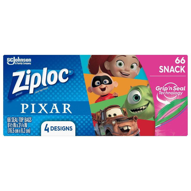 Ziploc Brand Snack Bags featuring Disney and Pixar Designs - 66ct