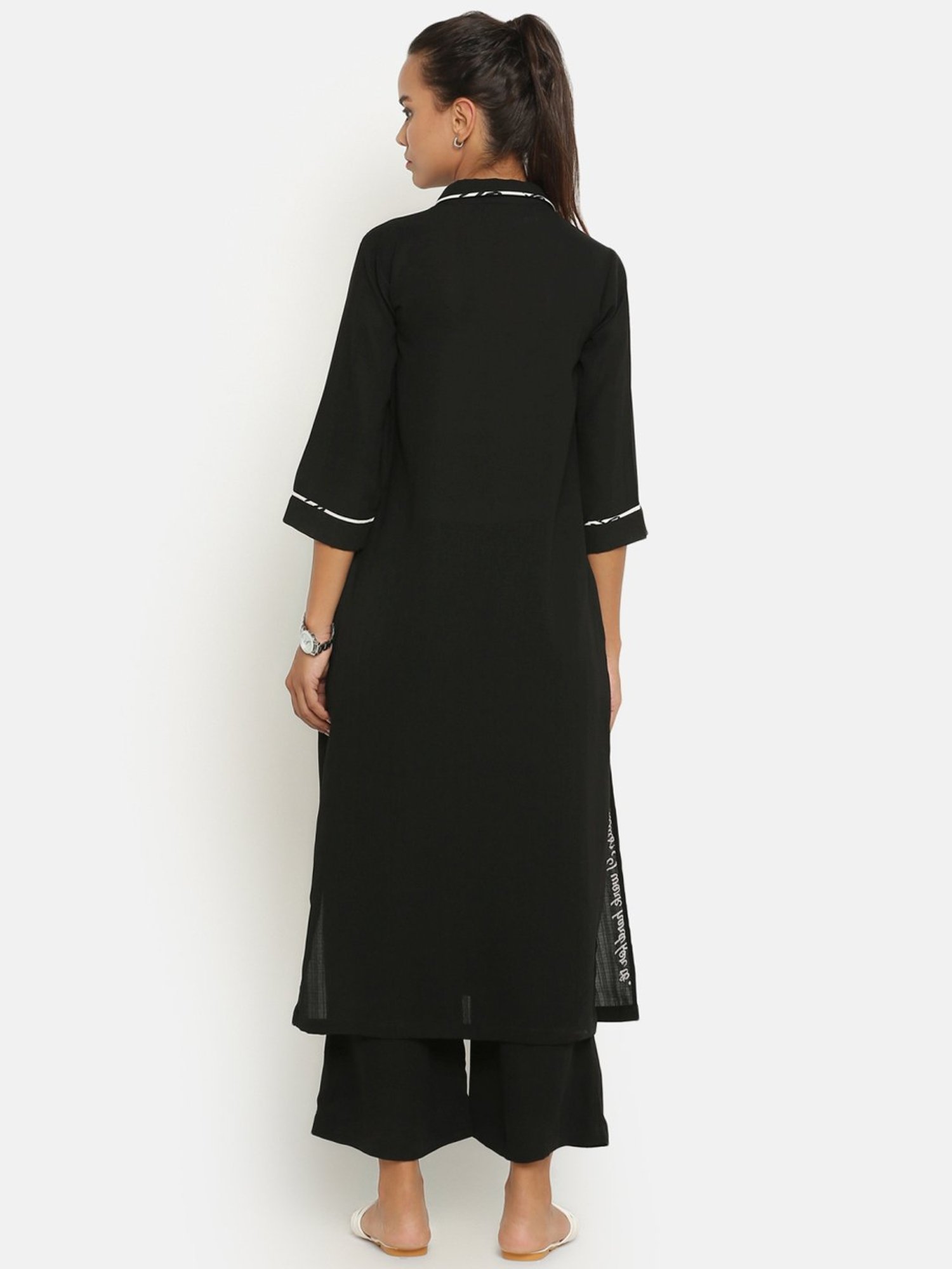 Office & You Black Straight Kurta