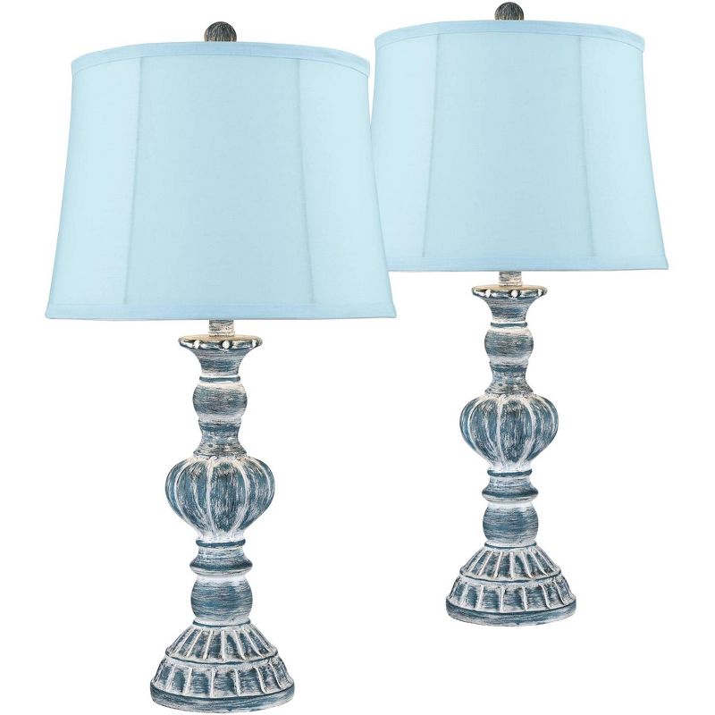 Regency Hill Tanya Blue Wash Blue Softback Table Lamps Set of 2