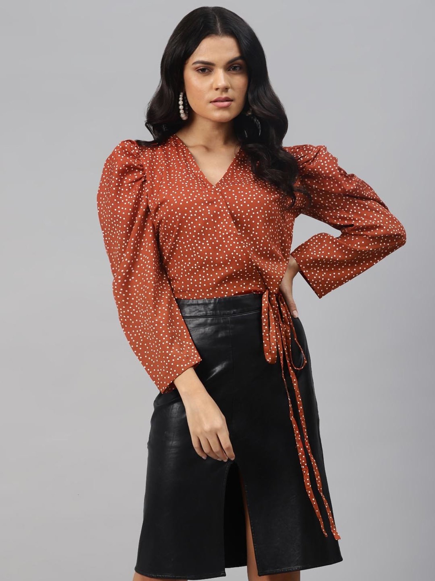 Melon by PlusS Rust Printed Crop Top