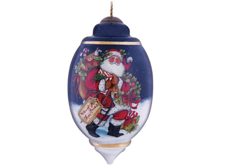 NeQwa Ne'Qwa "Snowy Christmas Eve" Hand-Painted Blown Glass Christmas Ornament #7131102