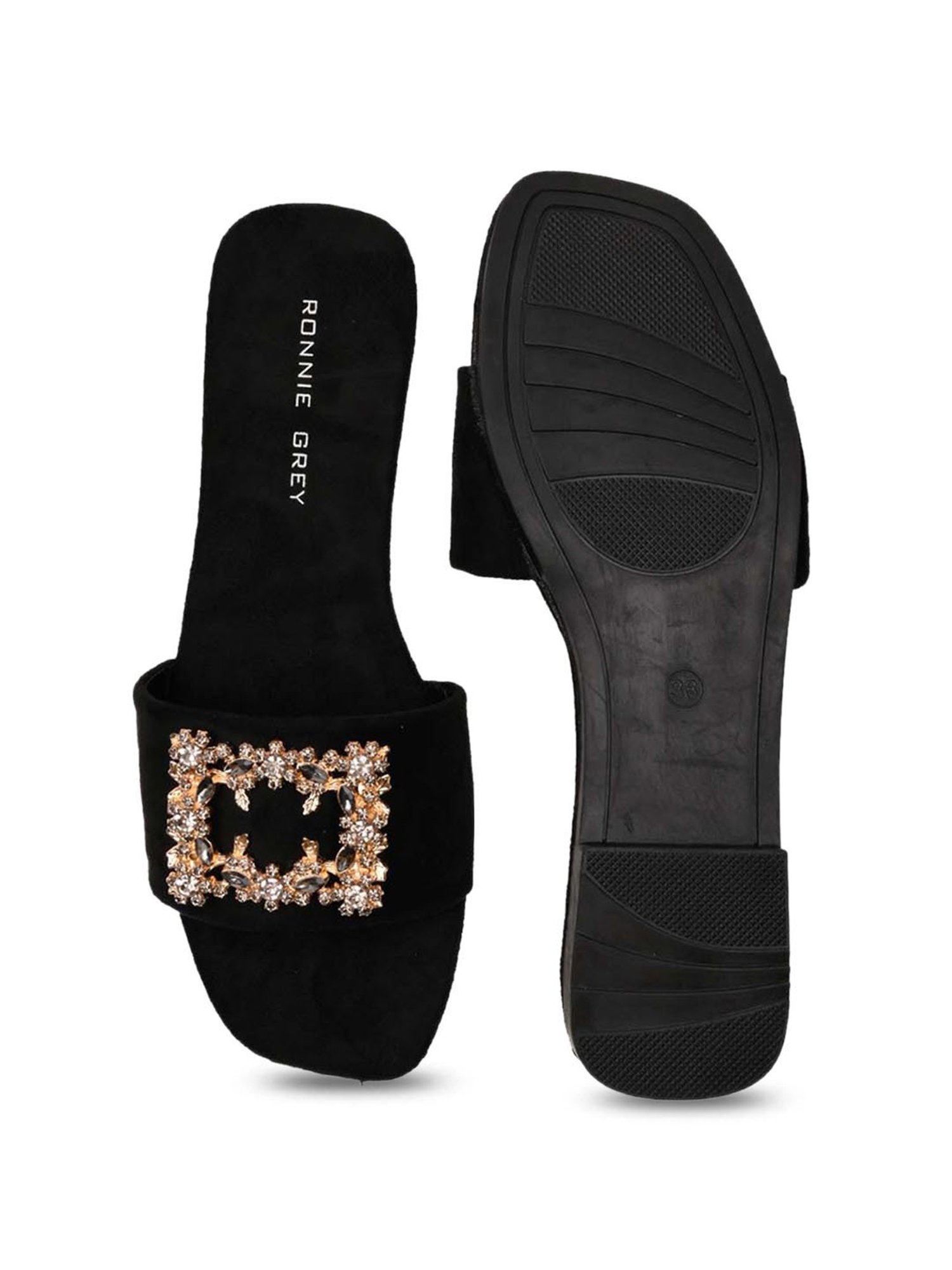 Ronnie Grey Women's Black Casual Sandals