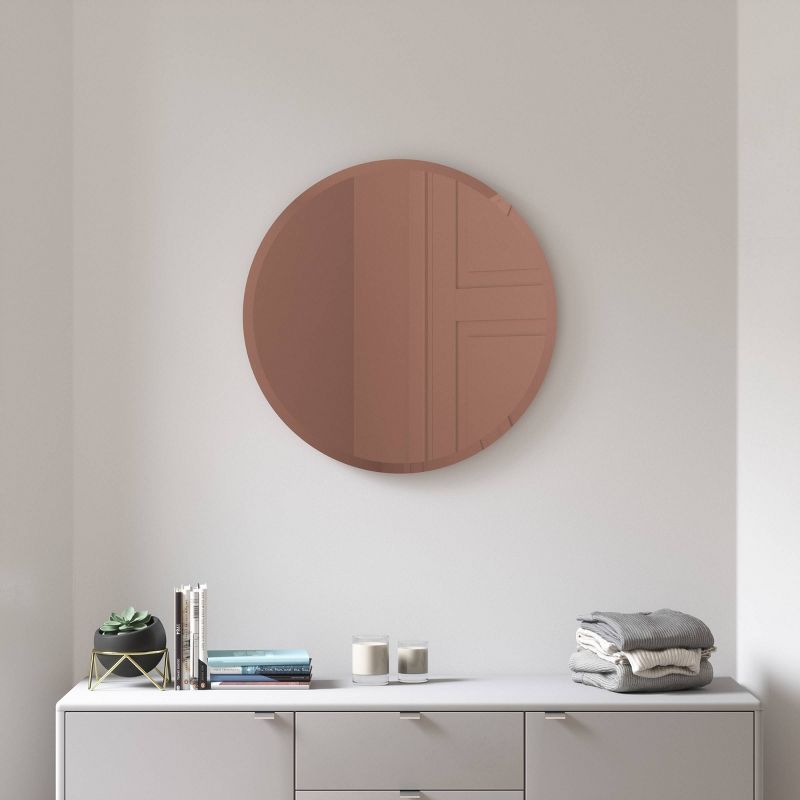 24" Hub Bevy Beveled Round Wall Mirror Copper - Umbra
