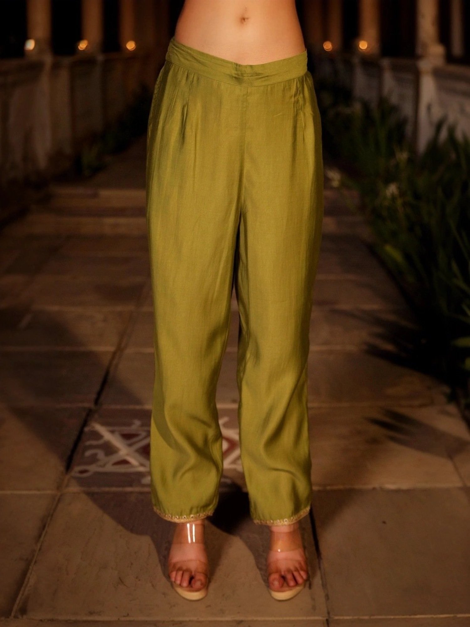 Juniper Green Embroidered Kurta Pant Set With Dupatta