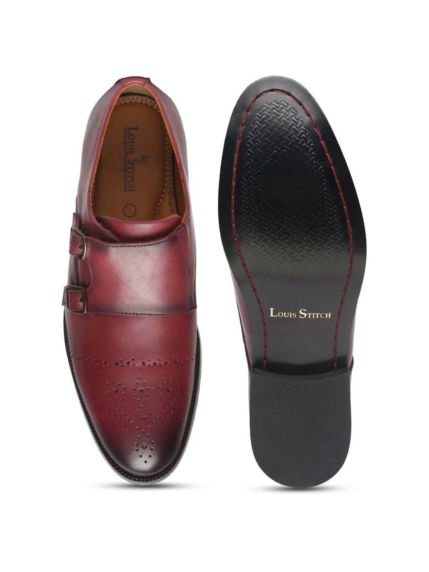 Louis Stitch Men's Rosewood Monk Shoes