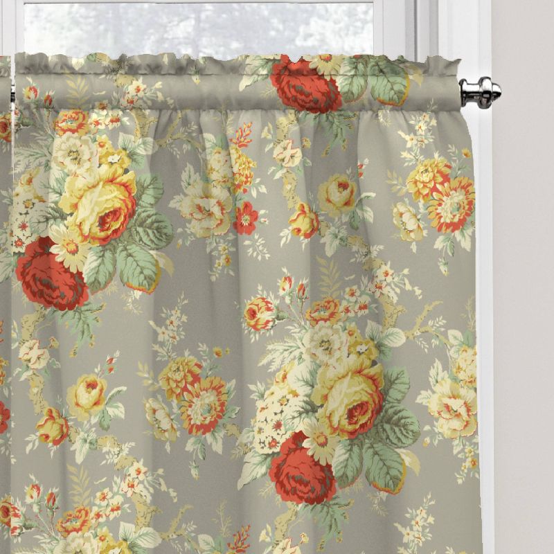 Set of 2 36"x52" Sanctuary Rose Floral Window Tier Clay - Waverly