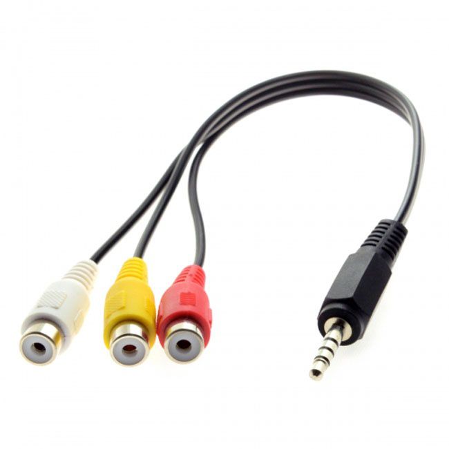 Jimier 3.5mm 1/8" Male Stereo Car AUX to 3 RCA AV Female Cord Audio Video Composite Cable 20cm RC-141