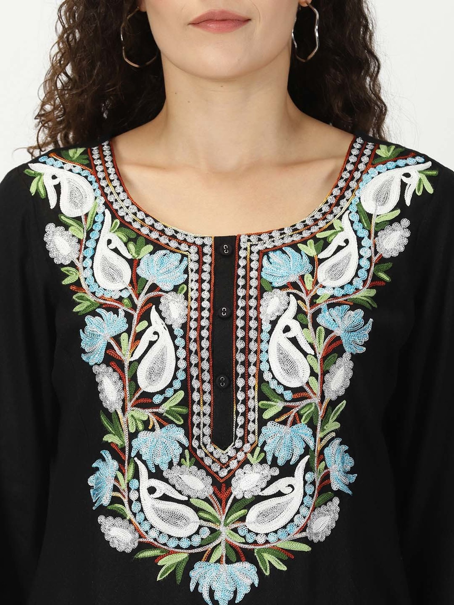 Saffron Threads Black Embroidered A Line Kurta