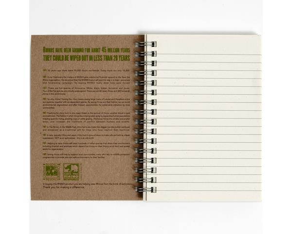 RECYCLED Save the Rhino Notebook, A6, 200 pages, 7mm ruled (Pack of 6)