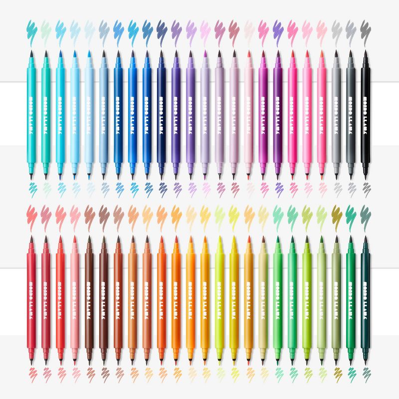 48ct Dual-Tip Brush Marker Set in Plastic Case - Mondo Llama™