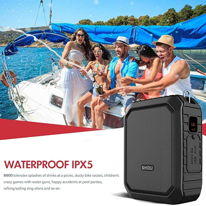 Amplifier with Wired Headset Mic 18W Portable Bluetooth Speaker Megaphone Waterproof IPX5 Loudspeaker Recording Power Bank for Outdoor Activities Parties Teaching Meeting Training etc