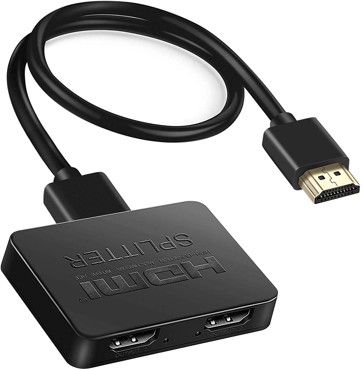 HDMI distributor 1-in-2 output, 4K HDMI distributor only applicable to double display repetition/mirror, 1x2 HDMI distributor 1-2 amplifier, applicable to full HD 1080P 3D with HDMI cable