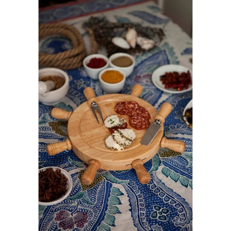 Rubberwood Ship Helm Cheese Board - Picnic Time