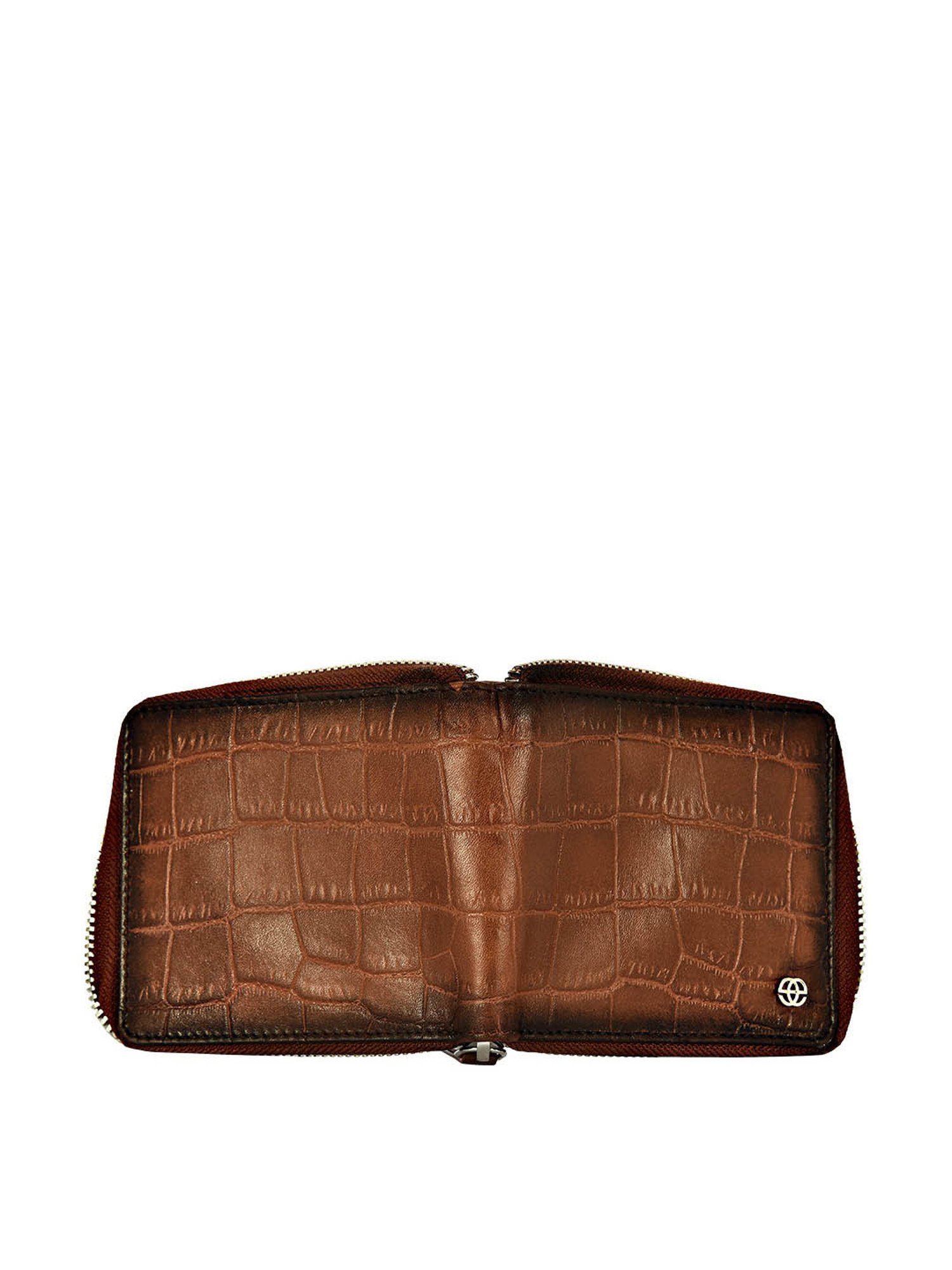 Eske Tan Casual Leather Zip Around Wallet for Men