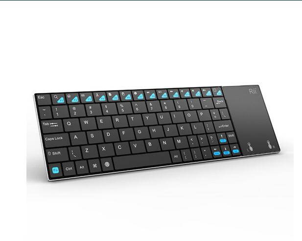 Rii Mini K12+ Stainless Steel cover wireless keyboard with large built-in touchpad and rechargable Li-ion Battery for PC, Laptop, Raspberry PI 2, Smart TV, IPTV, Android Box.