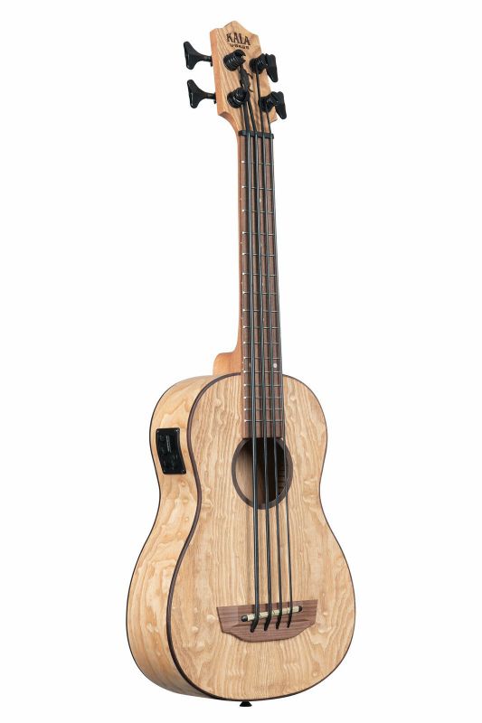 Kala U-BASS Burled Tamo Ash Fretted Bass Ukulele w/ Deluxe Padded Bag, UBASS-BUR