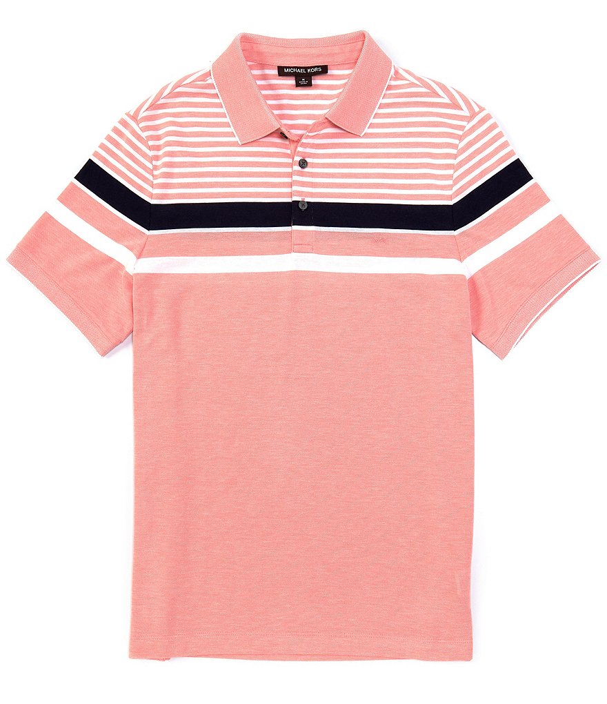 Michael Kors Birdseye Stripe Classic Fit Short-Sleeve Polo Shirt