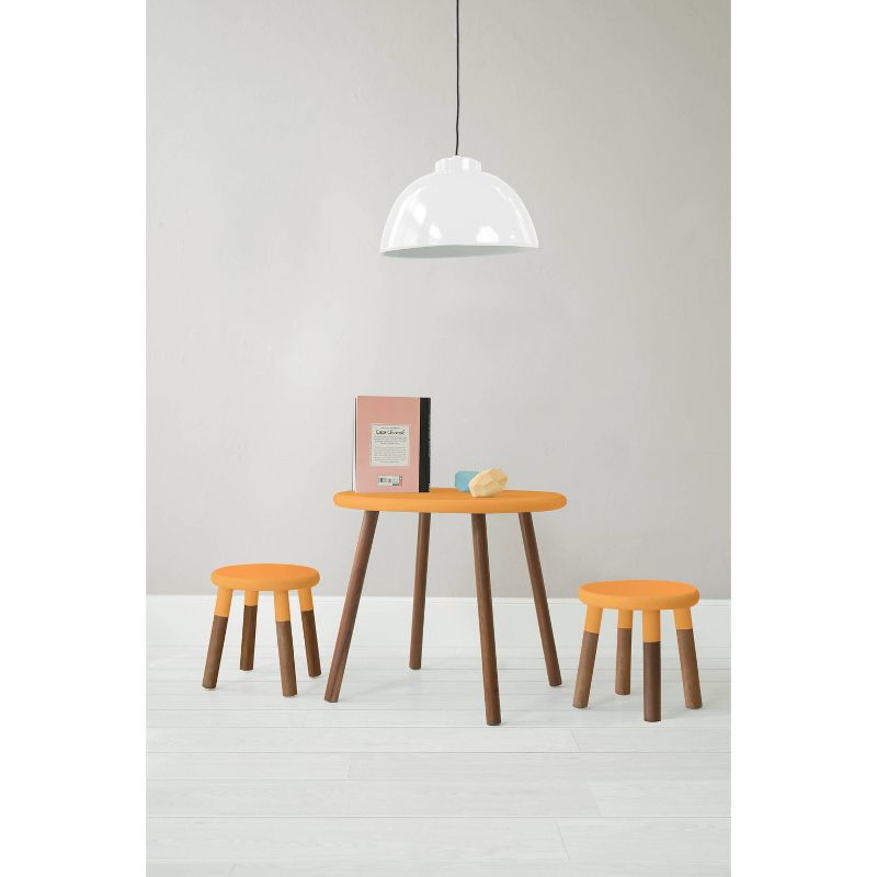 Set of 2 Peewee Wood Veneer Kids' Chairs Solid Walnut/Orange - Nico & Yeye
